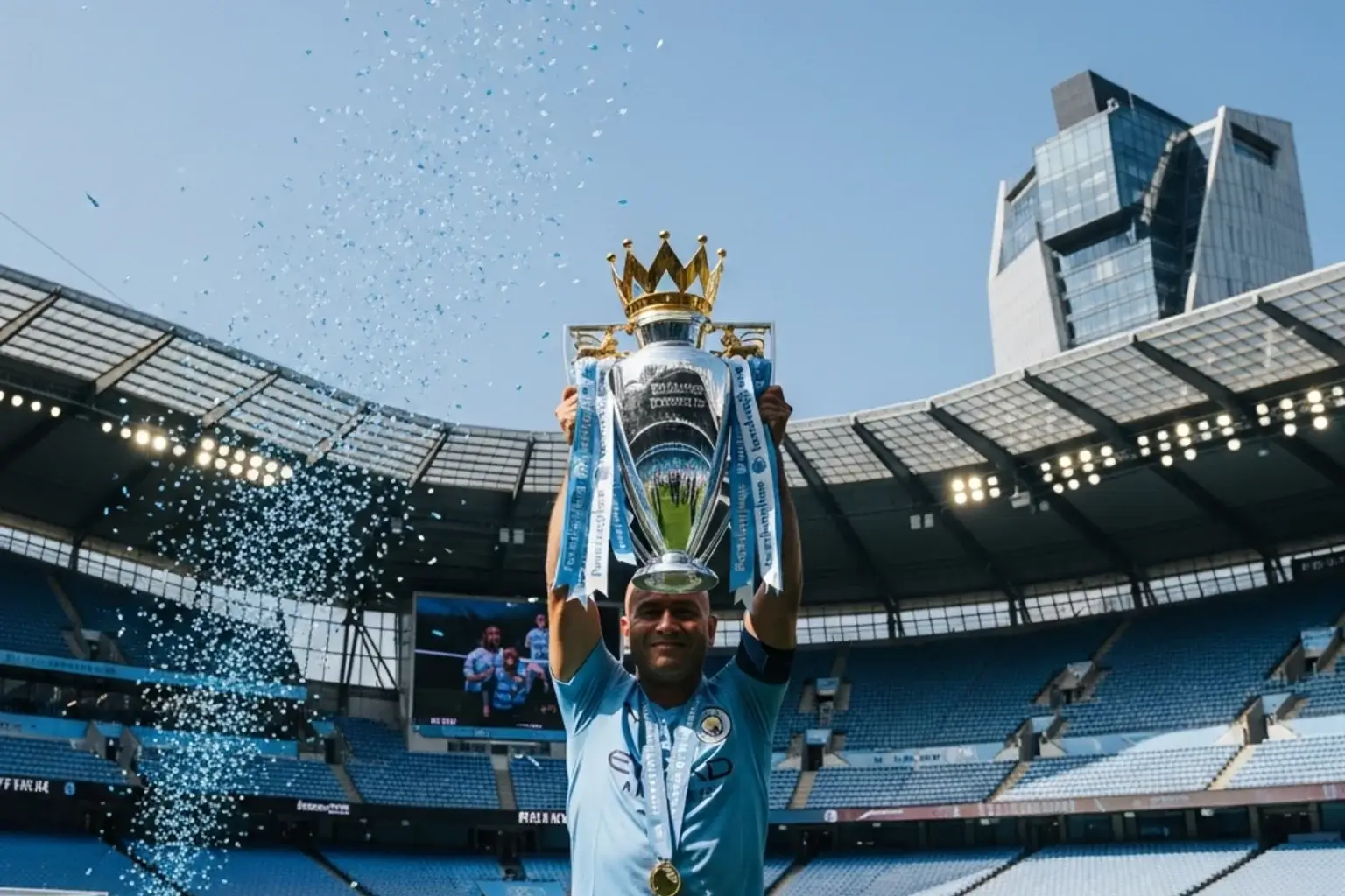 Manchester City celebra título Premier League en el Etihad Stadium